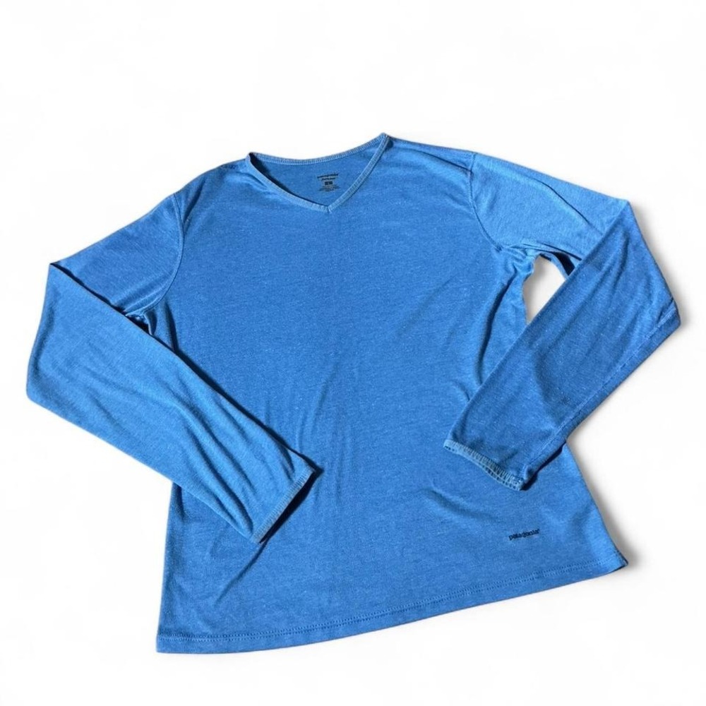 Patagonia Granola Girl Gorpcore Capilene Women L Blue Base Layer Top 44621S5‎